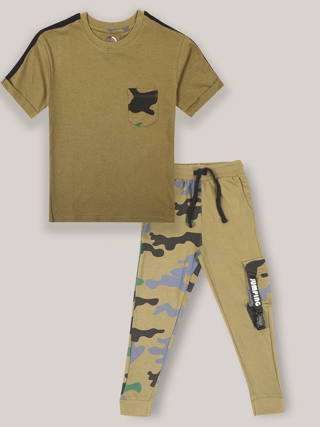 jumping joey boys printed pure cotton t-shirt with trousers