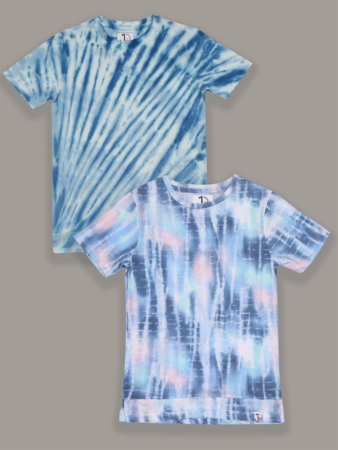 jumping joey boys pack of 2 tie & dyed pure cotton t-shirt