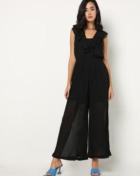 jumpsuit with ruffled overlay