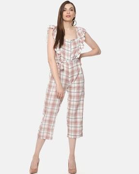 jumpsuit with checked accent