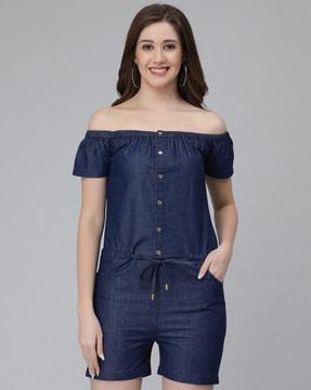 jumpsuit with off-shoulder sleeves