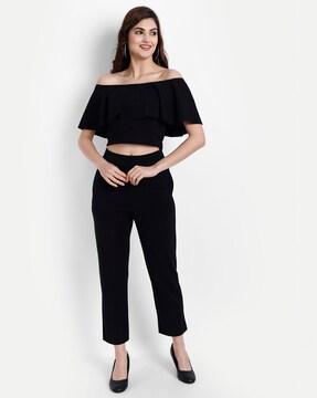 jumpsuit with ruffles overlay