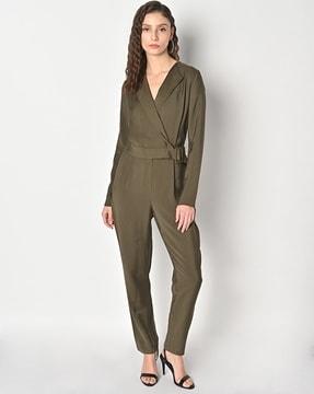 jumpsuit with shawl collar