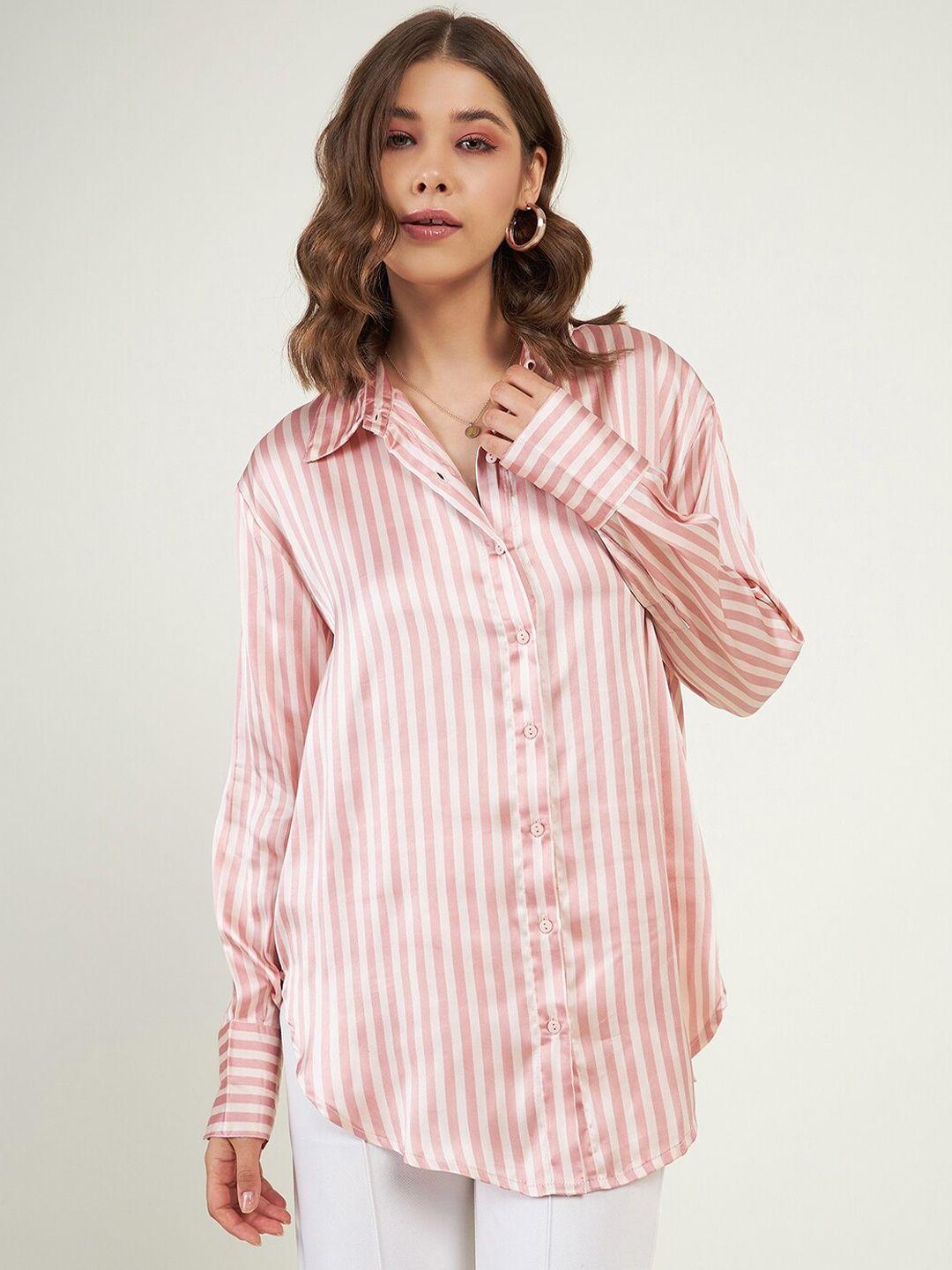june & harry women mauve relaxed opaque striped party shirt