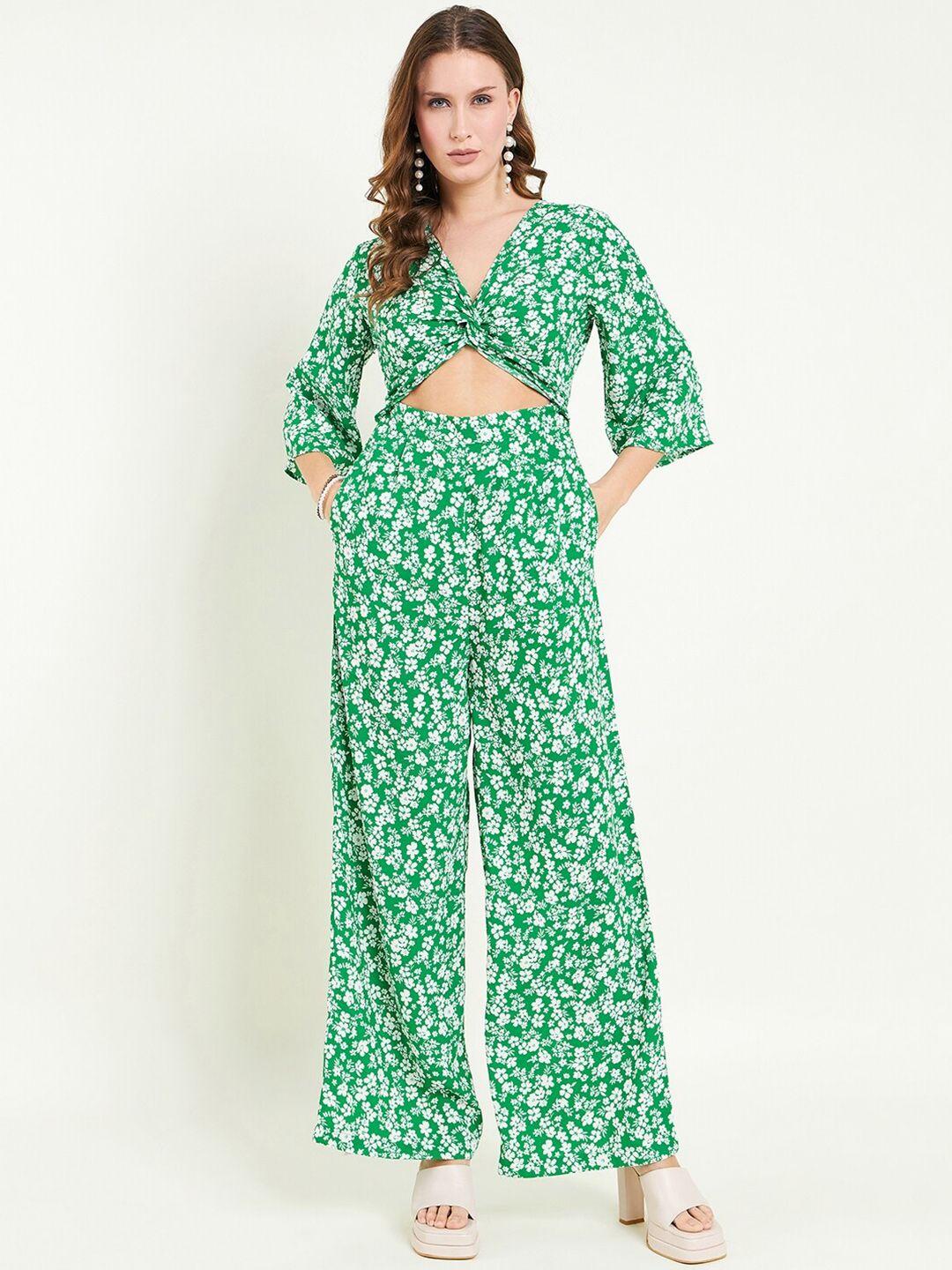 june & harry floral printed cut-out & twisted detail basic jumpsuit
