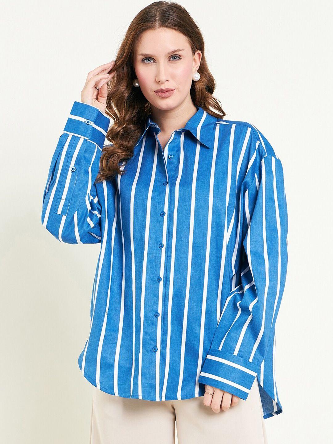 june & harry vertical striped cotton oversized relaxed opaque shirt