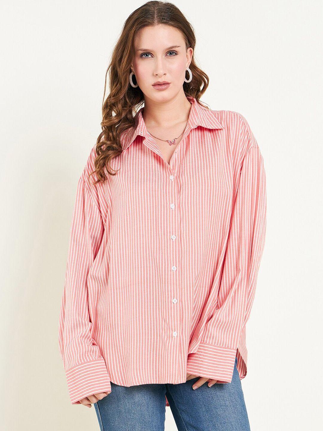 june & harry vertical striped relaxed oversized opaque shirt