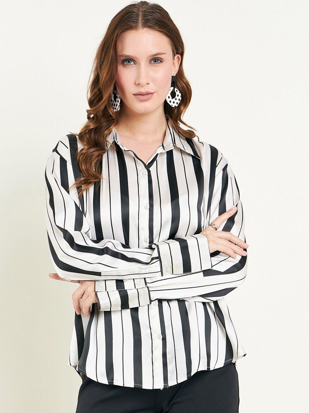 june & harry vertical striped satin relaxed opaque shirt