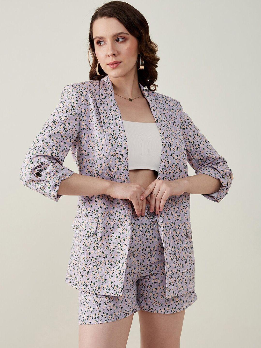 june & harry women floral printed comfort-fit front open blazer