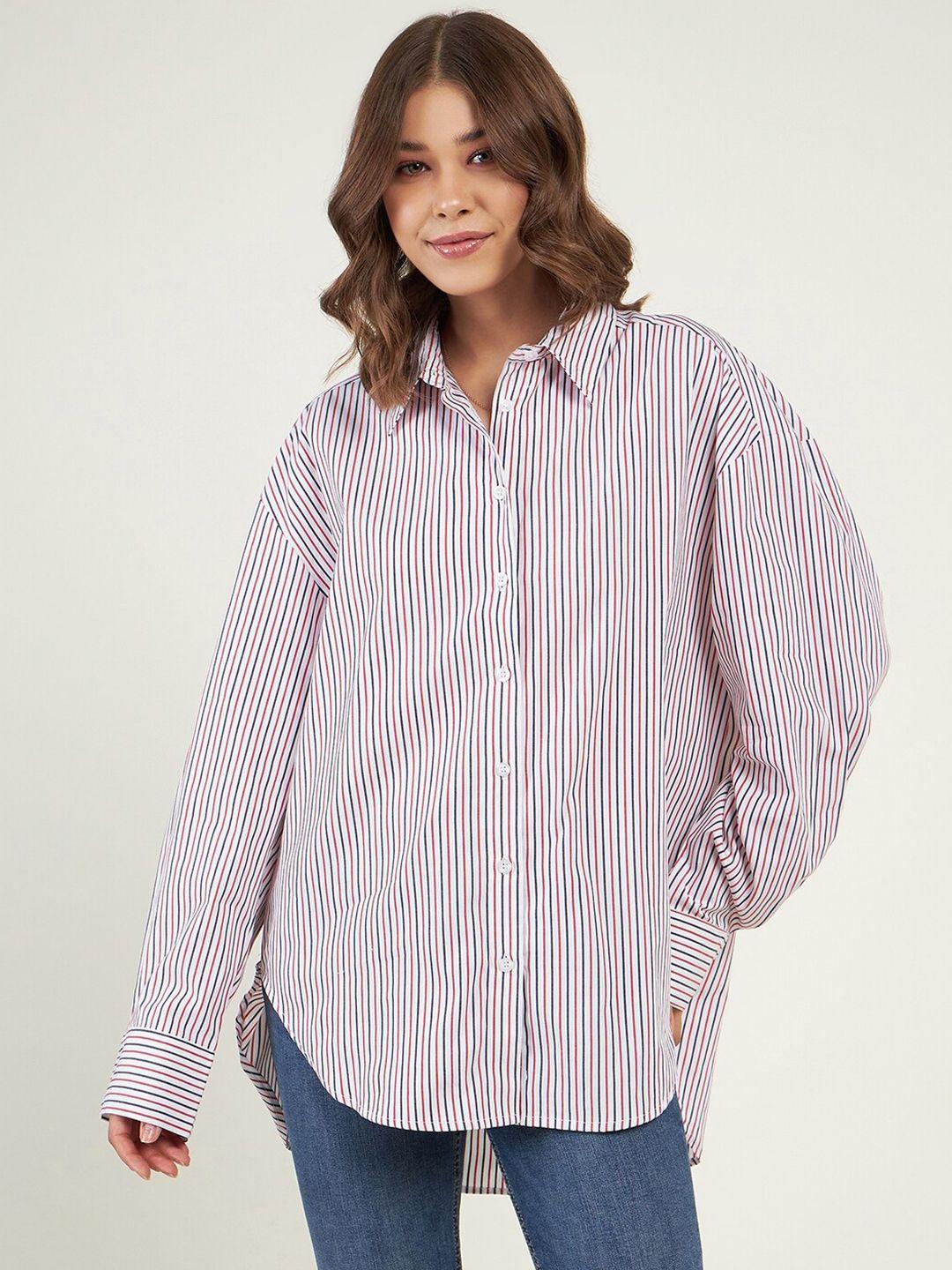 june & harry women white relaxed opaque striped party shirt