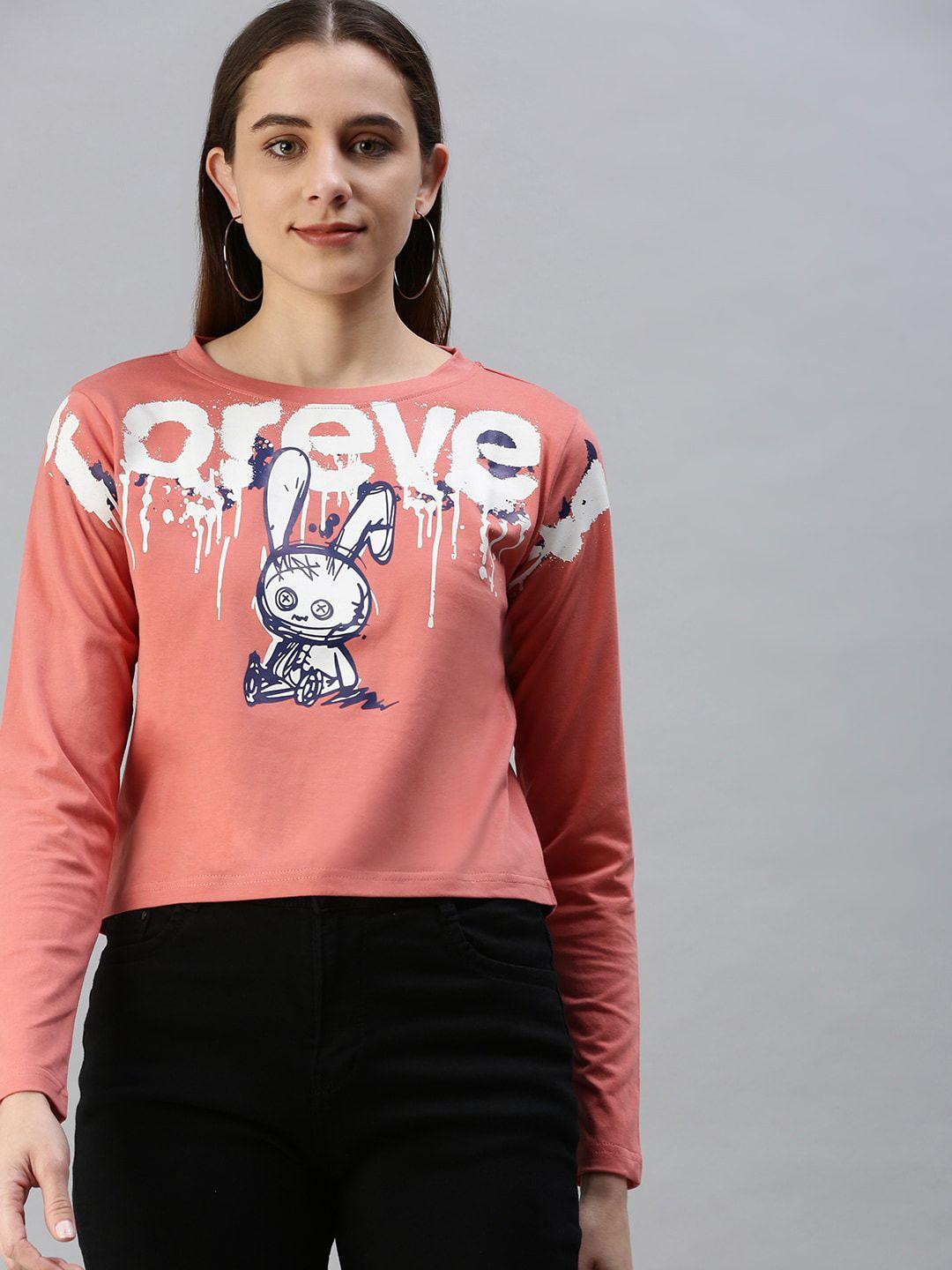juneberry graphic printed long sleeves cotton crop top