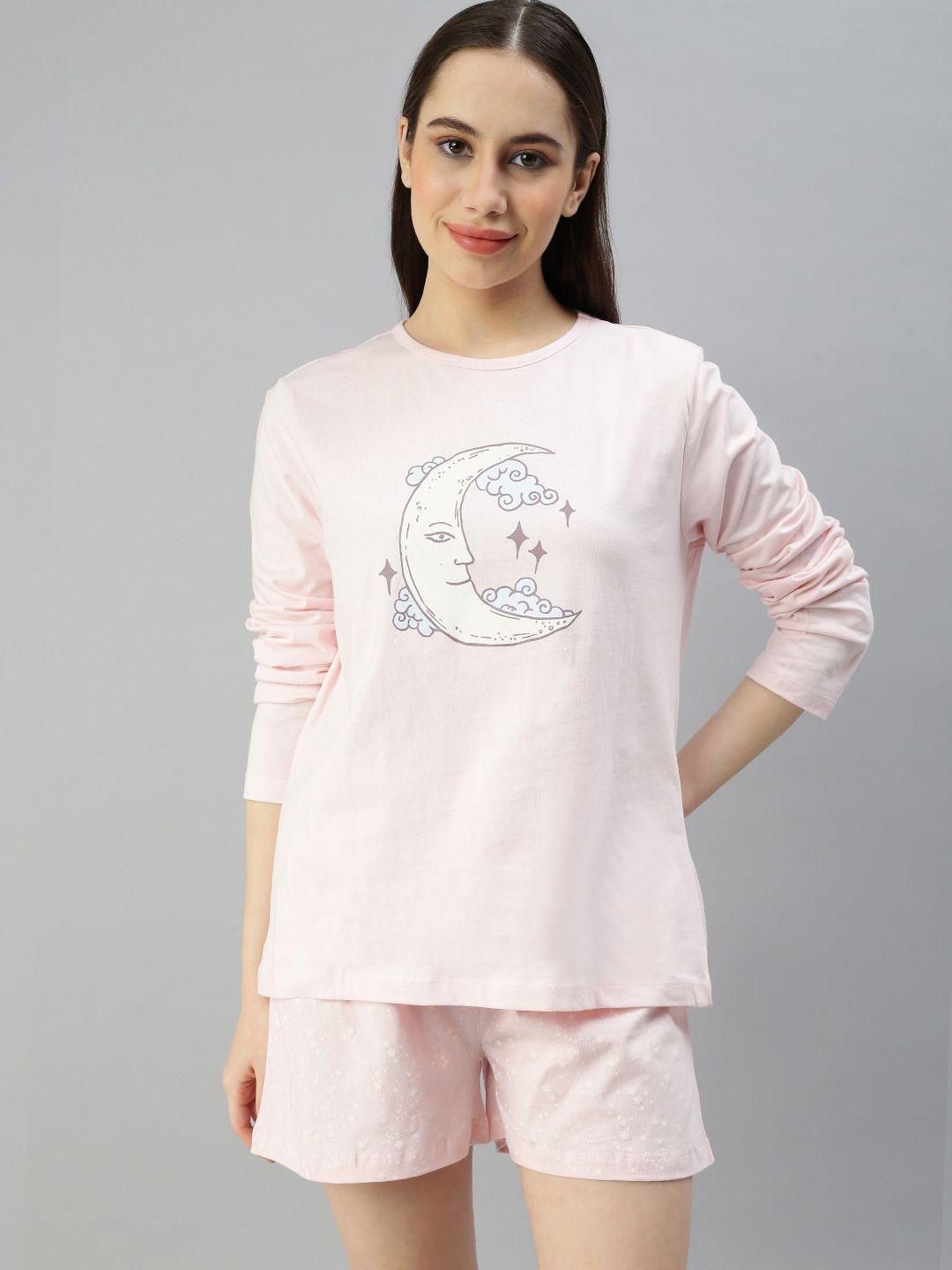 juneberry graphic printed pure cotton night suit