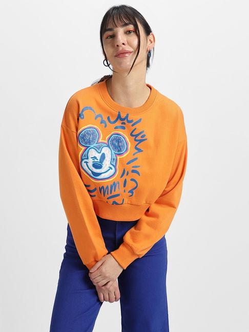 juneberry orange fleece printed sweatshirt