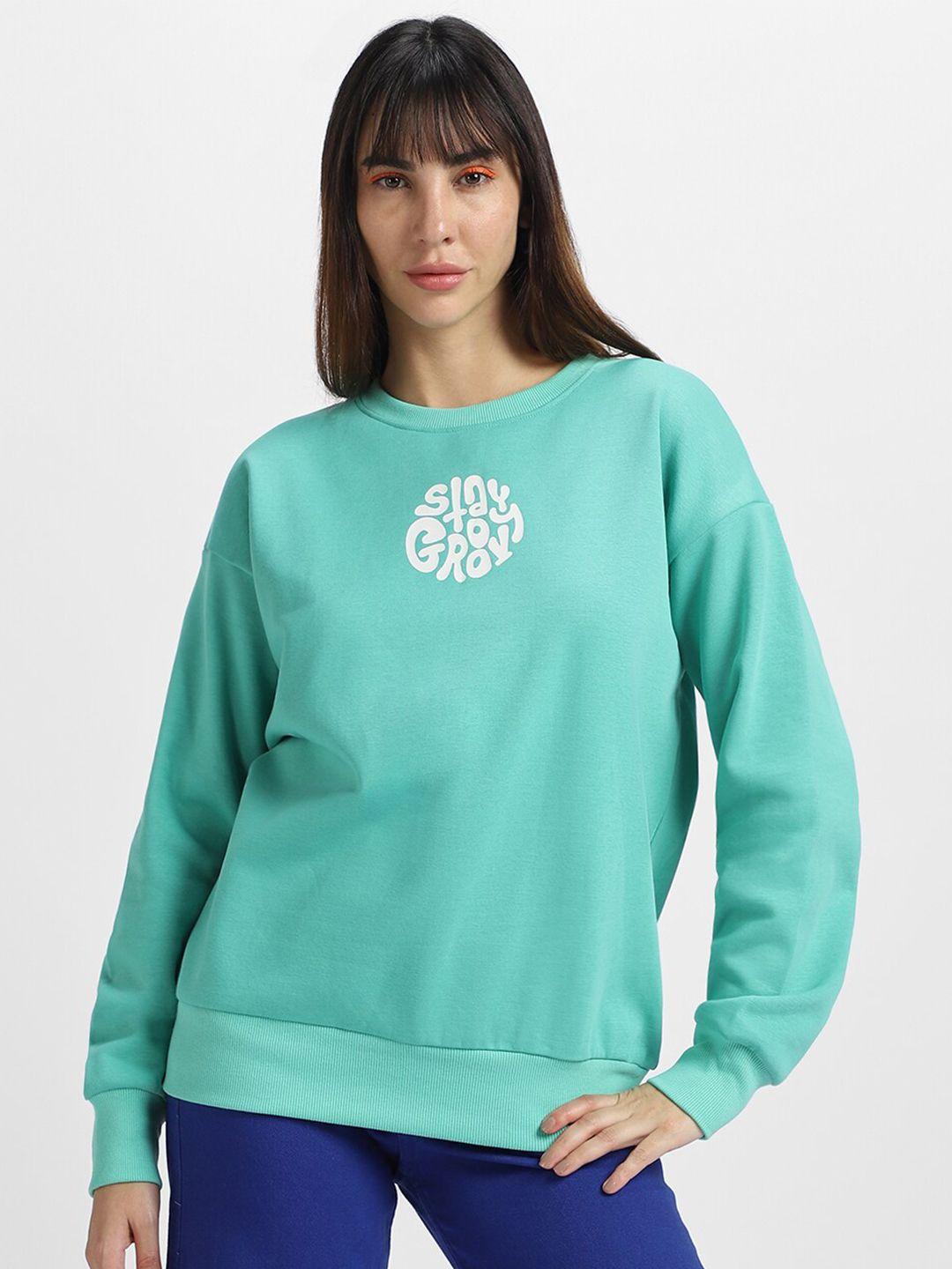 juneberry typography printed oversize fleece pullover sweatshirt
