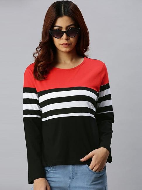 juneberry black cotton striped t-shirt