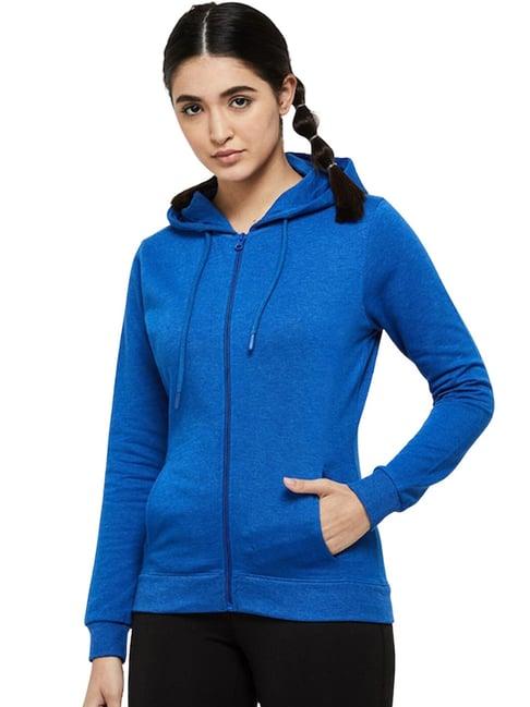 juneberry blue fleece regular fit hooded jacket