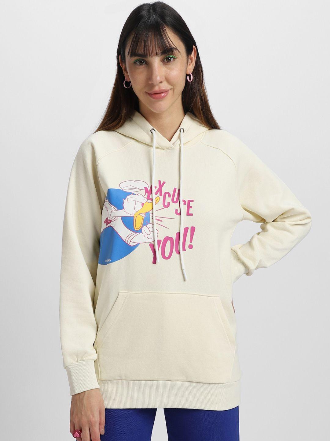 juneberry donald duck printed hooded fleece pullover