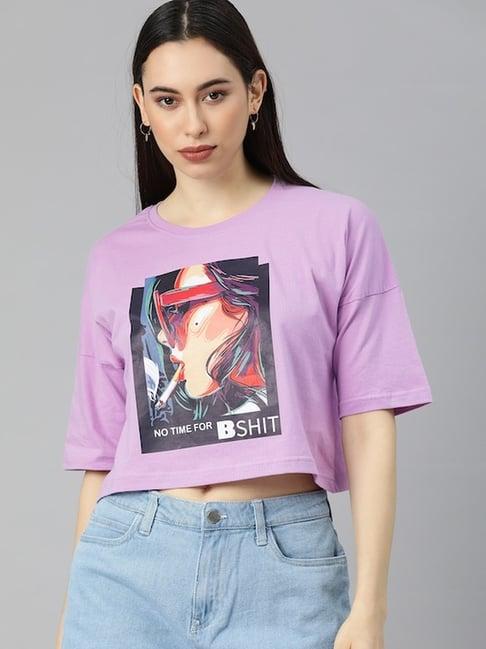 juneberry lilac cotton printed crop top