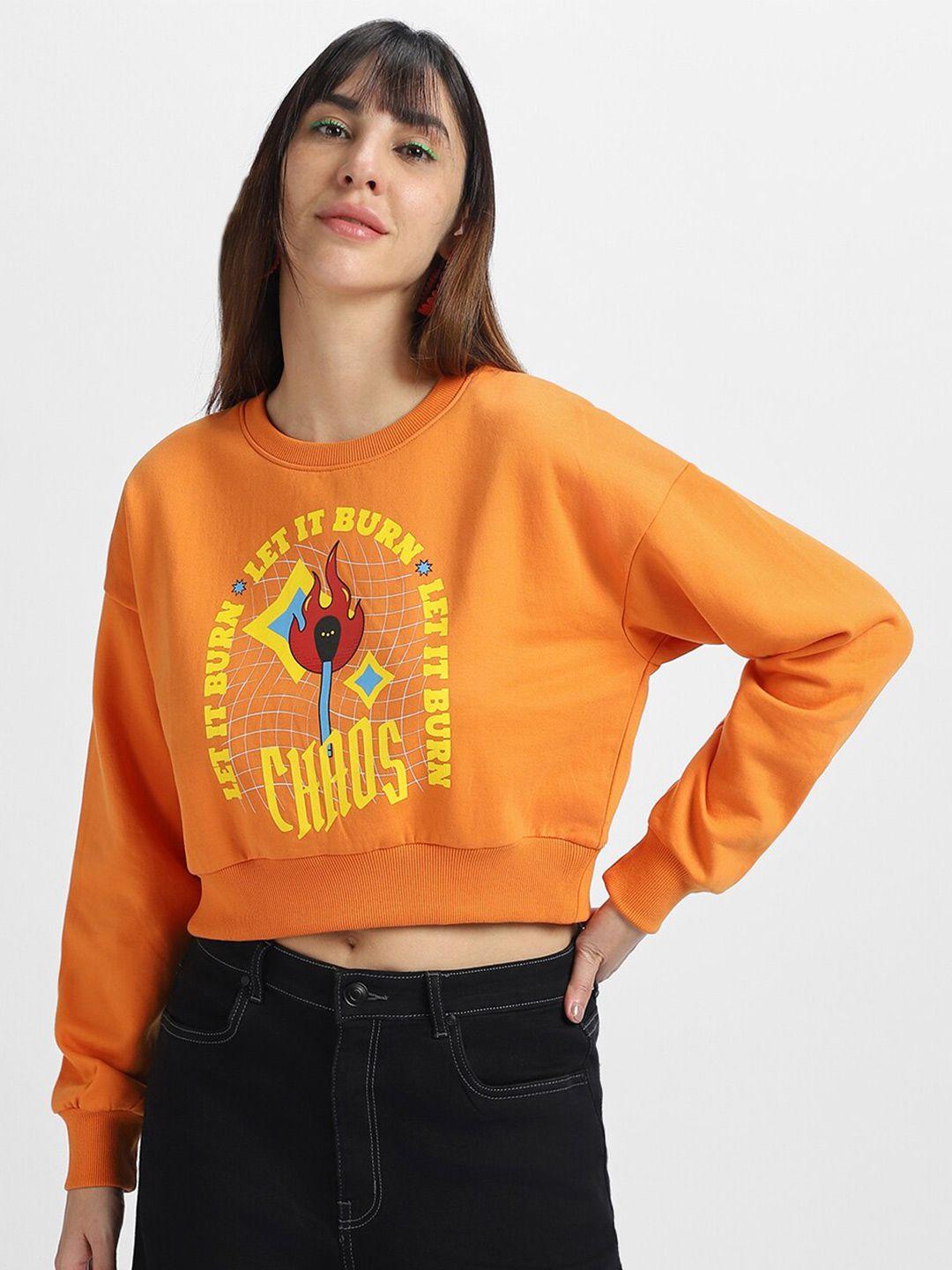 juneberry typography printed crop pullover sweatshirt