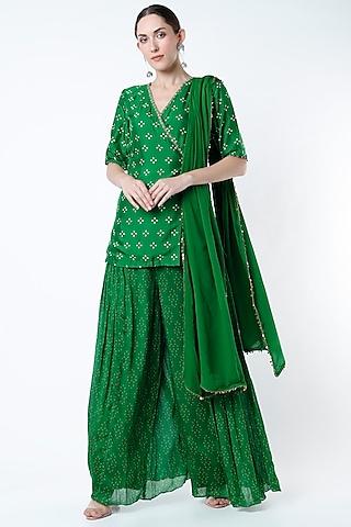 jungle green printed gharara set