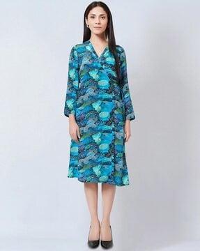 jungle print around wrap dress