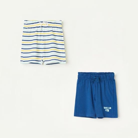 junior baby boys printed elasticated casual shorts - set of 2