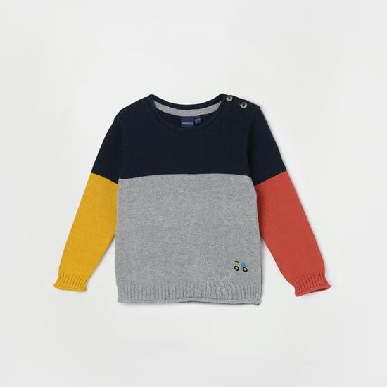 juniors boys colourblock full sleeves knit sweater