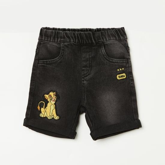juniors boys embroidered denim shorts