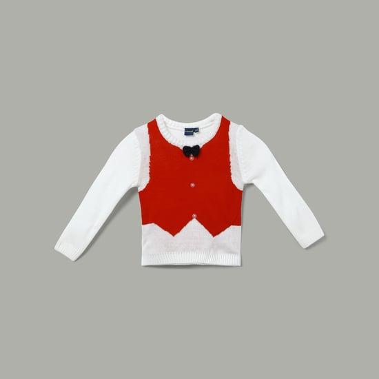 juniors boys solid sweater with bow detail