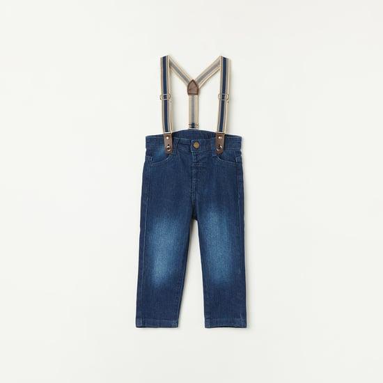 juniors boys stonewashed regular jeans with suspenders