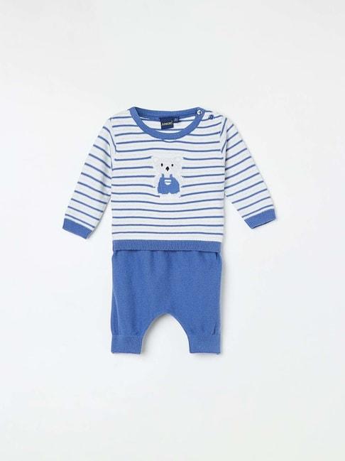 juniors by lifestyle blue & white cotton striped full sleeves t-shirt set