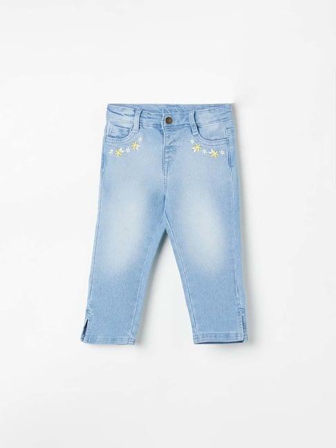 juniors by lifestyle blue embroidered jeans
