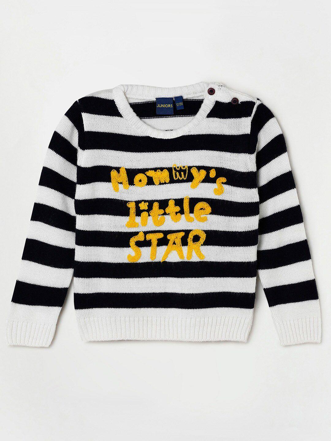 juniors by lifestyle boys black & white striped pullover sweater