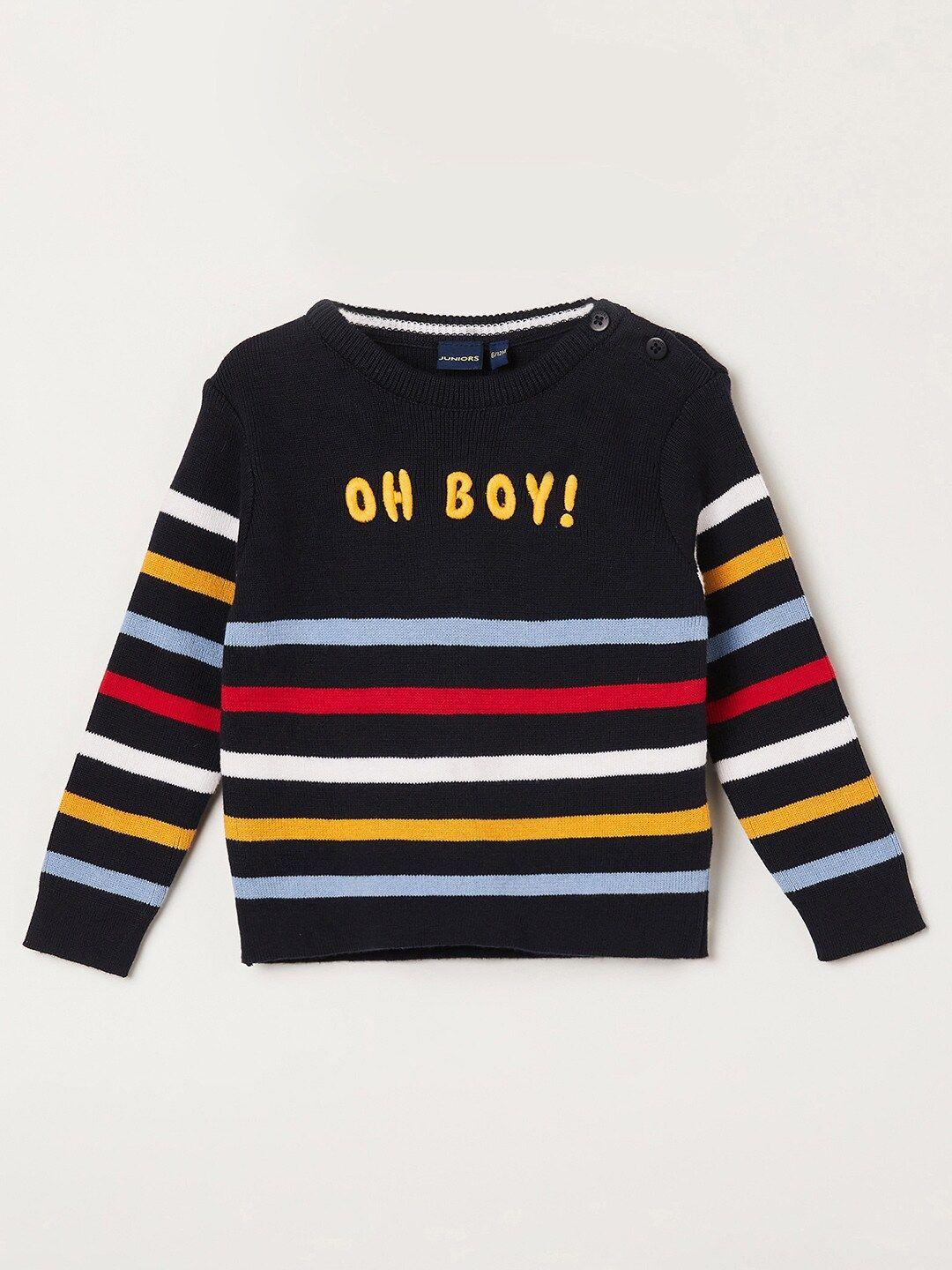 juniors by lifestyle boys blue & red striped cotton pullover sweaters