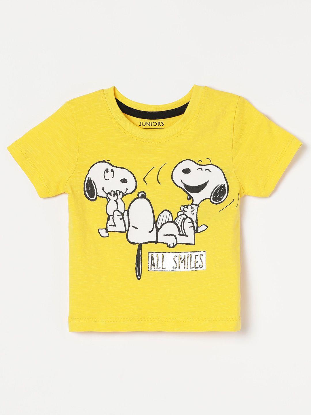 juniors by lifestyle boys humour and comic printed snoopy pure cotton t-shirt