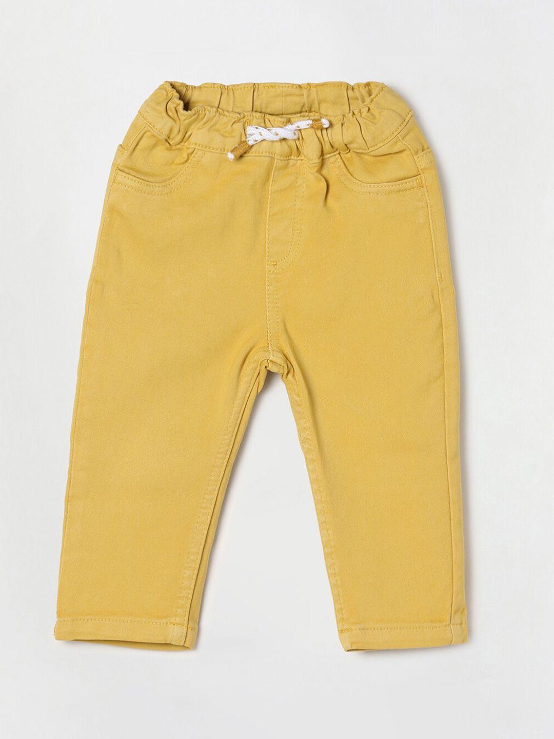 juniors by lifestyle boys mustard-yellow solid cotton track pants