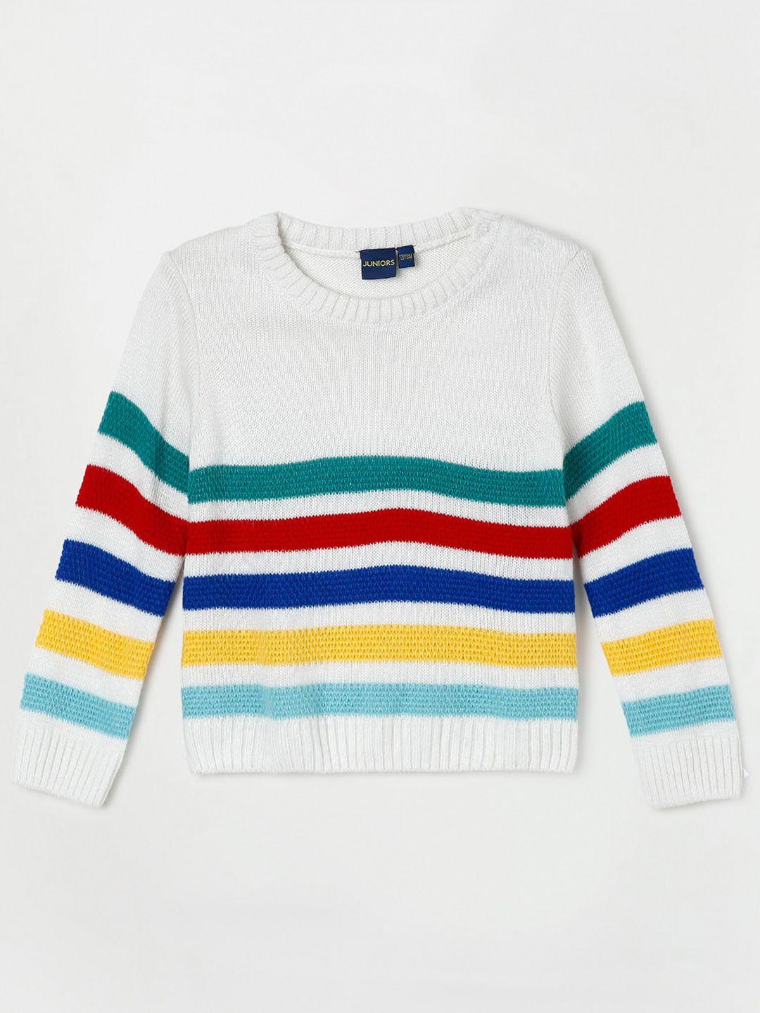 juniors by lifestyle boys off white & blue striped pullover