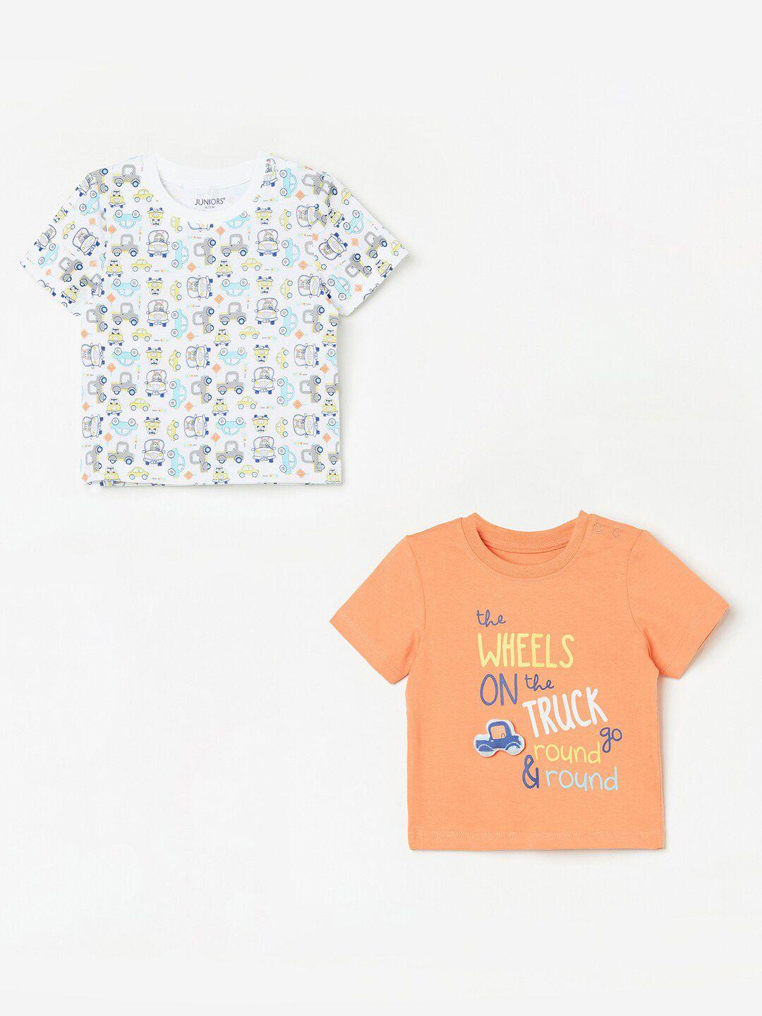 juniors by lifestyle boys pack of 2 printed pure cotton t-shirt