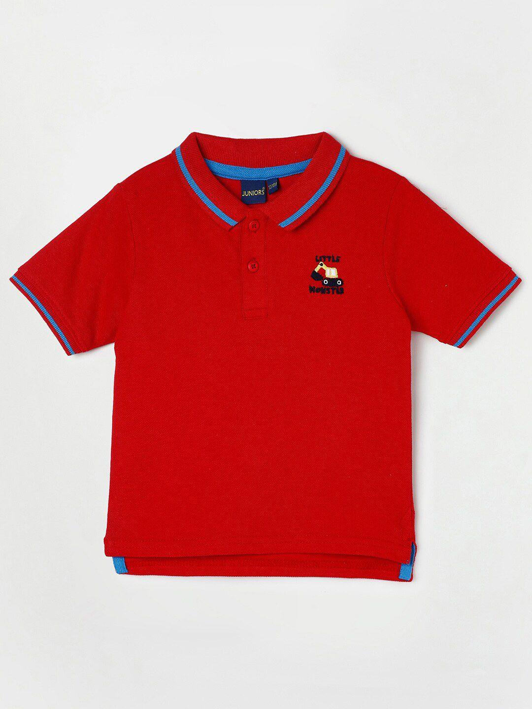 juniors by lifestyle boys red polo collar cotton t-shirt
