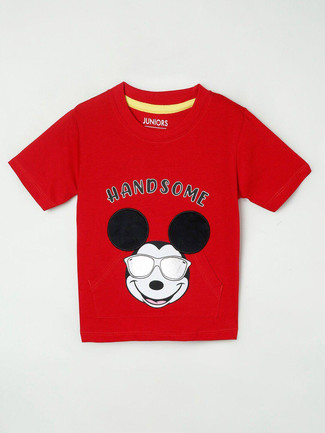 juniors by lifestyle boys red printed t-shirt