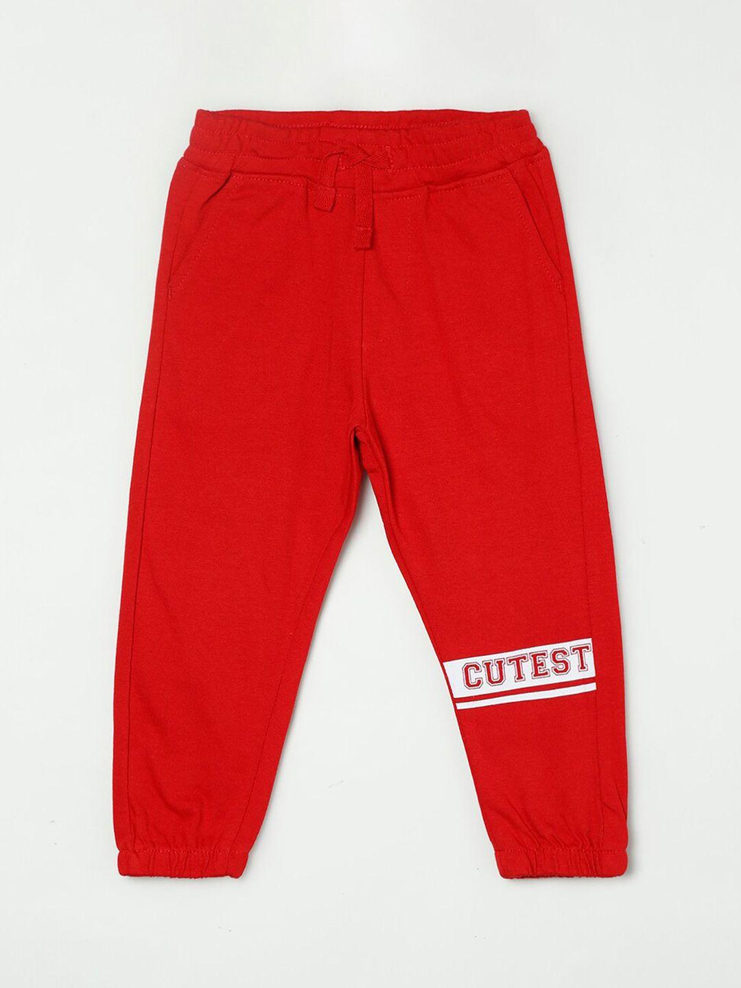 juniors by lifestyle boys red solid cotton track pants