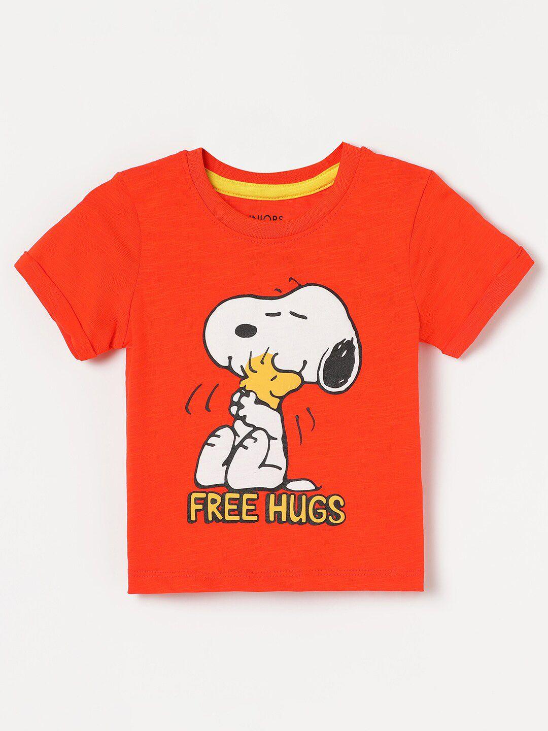 juniors by lifestyle boys snoopy printed pure cotton t-shirt