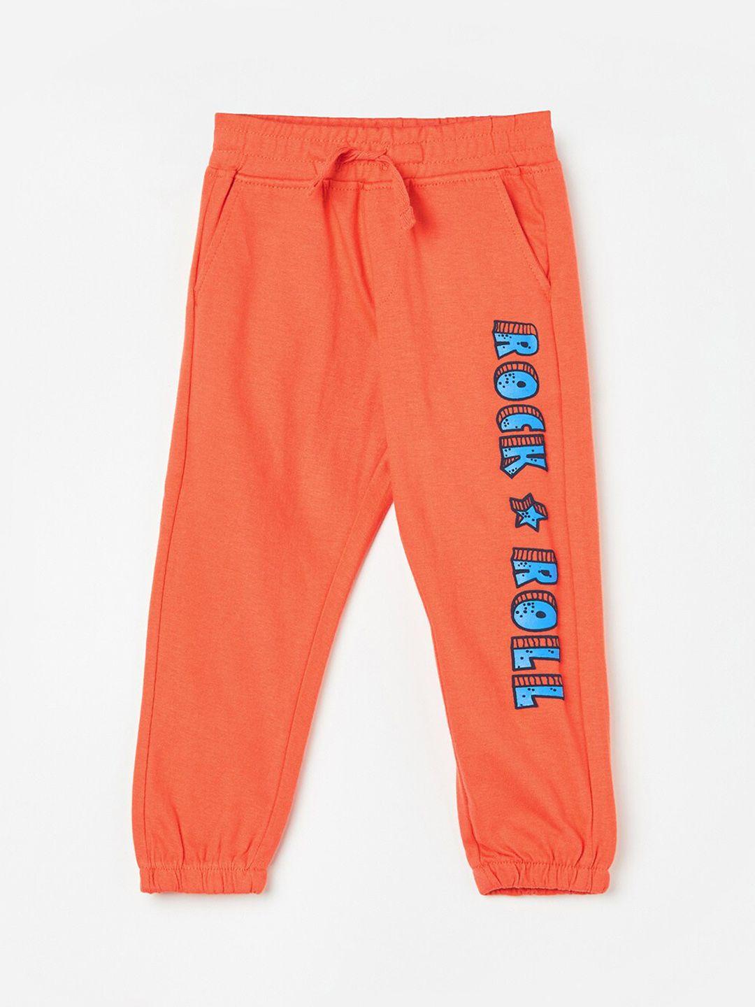 juniors by lifestyle boys typography printed pure cotton cotton track pants
