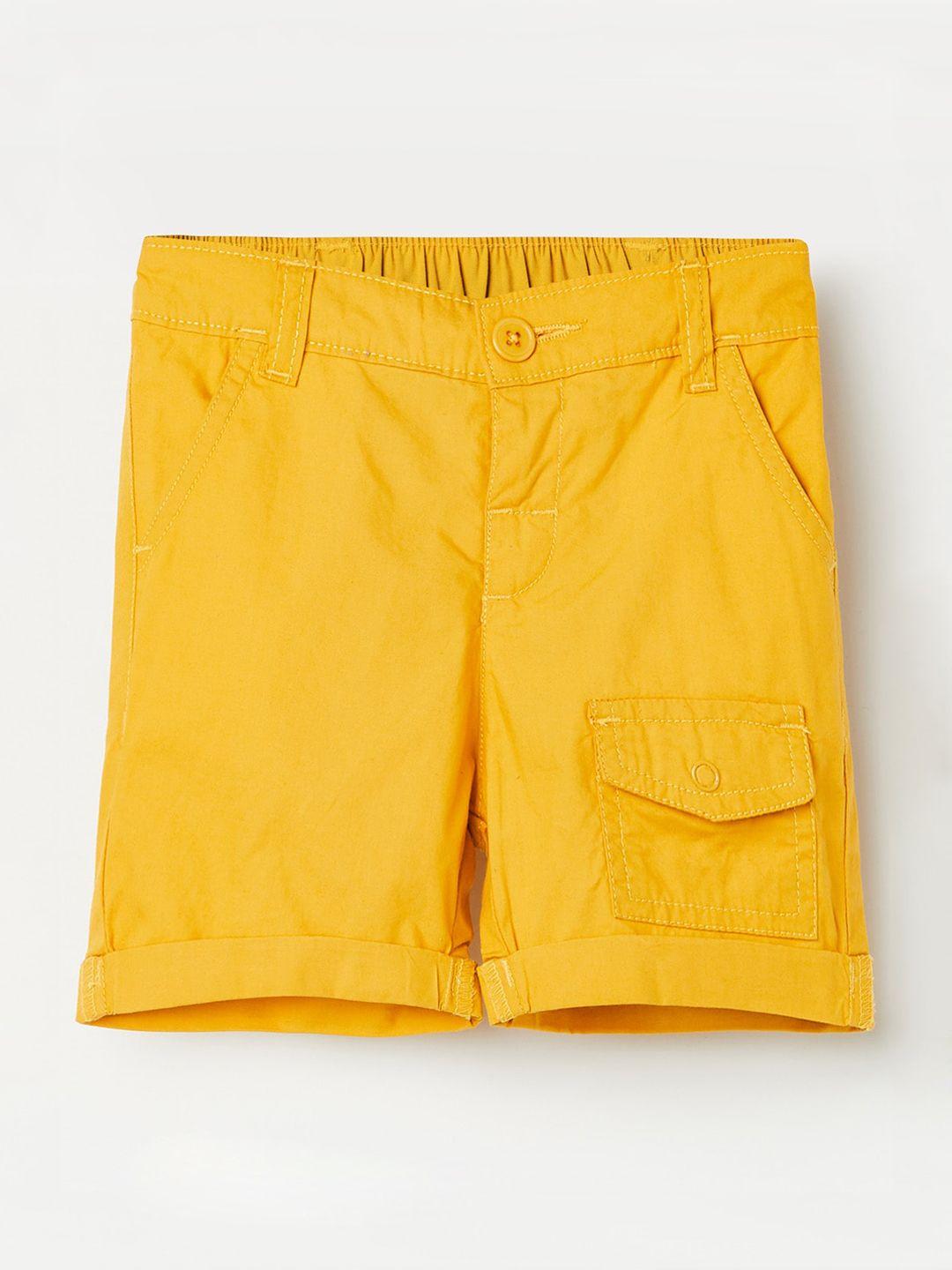 juniors by lifestyle boys yellow solid cotton shorts