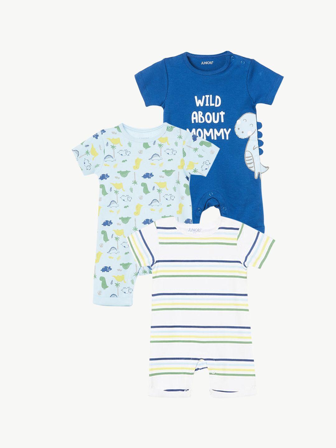 juniors by lifestyle infant boys pack of 3 printed rompers