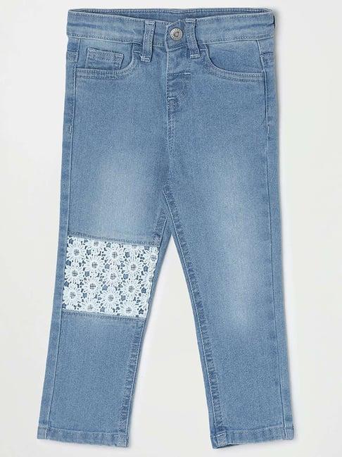 juniors by lifestyle kids blue cotton floral print jeans