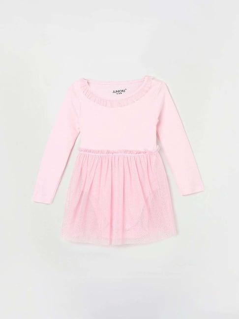 juniors by lifestyle kids pink cotton regular fit full sleeves bodysuit