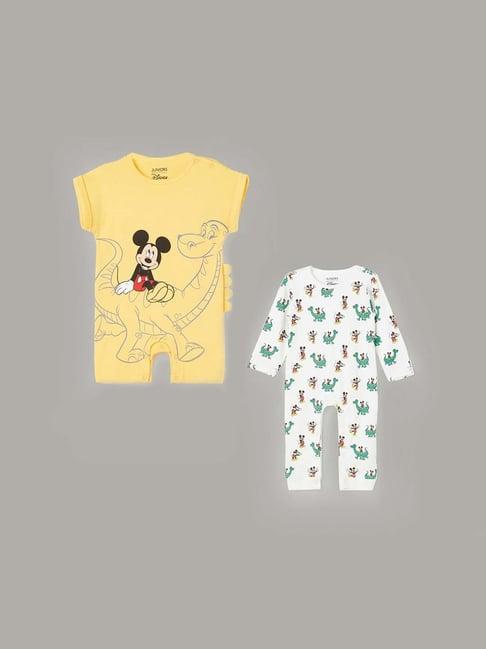 juniors-by-lifestyle-kids-yellow-&-white-cotton-printed-full-sleeves-rompers-(pack-of-2)