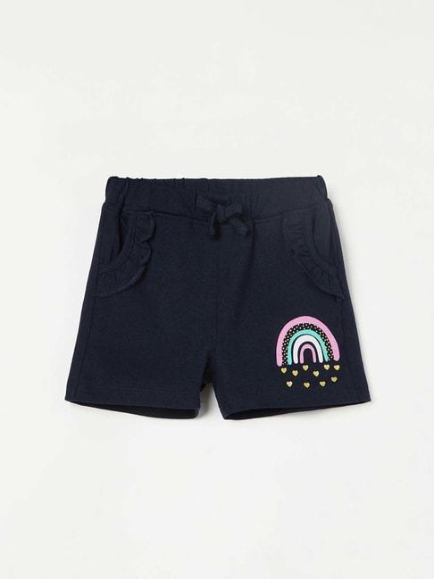 juniors by lifestyle navy cotton printed shorts