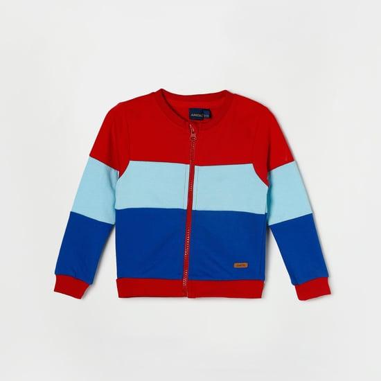 juniors boys colourblock printed zip closure sweatshirt